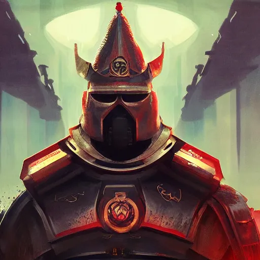 Image similar to concept art by jama jurabaev, futuristic emperor holy inquisition, imperial military, trending on artstation, high quality, brush stroke, portraiit, symmetry