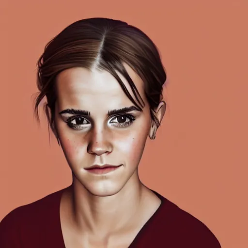 Image similar to a portrait of s sad Emma Watson with tears in her eyes, trying to fit into a shoebox in the middle of the road, highly detailed, digital painting, HDRI, by Casey Weldon, vivid colors, high contrast, intricate