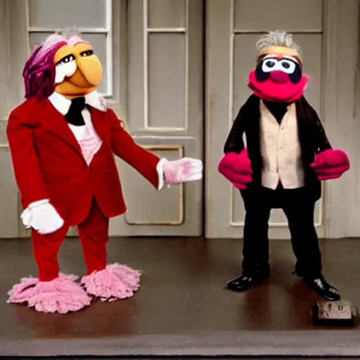 Prompt: karl marx as a muppet, in the muppet show