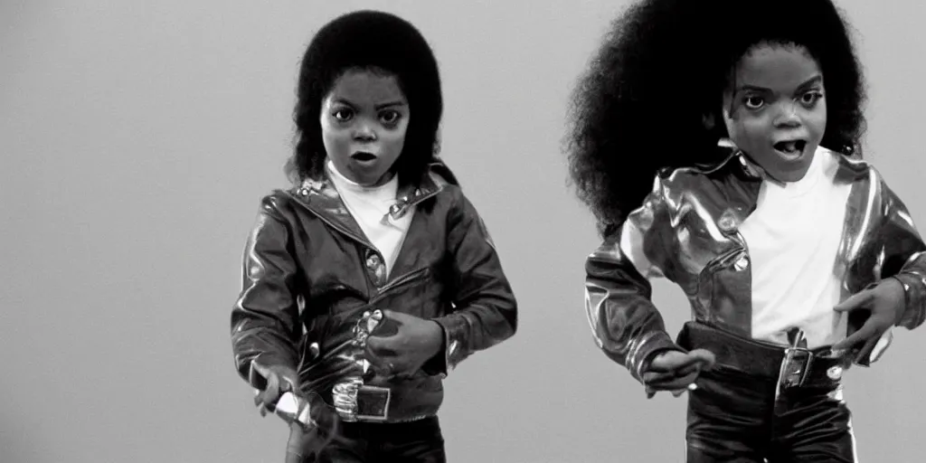 Image similar to Michael Jackson in 1972 as a small black child singing in a retro vintage 1970s television show in old soulful clothing, solo, alone, standing by himself , 1 person, ultra realistic, 4K, movie still, UHD, sharp, detailed, cinematic, render, modern