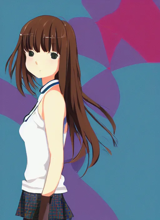 Image similar to a portrait of high school girl in the style of kyoto animation, makoto sinkai, Illustrator, in simple background, trending on pixiv