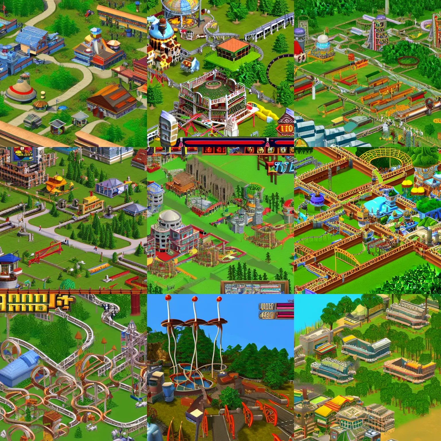 Prompt: a screenshot from the video game rollercoaster tycoon 2.