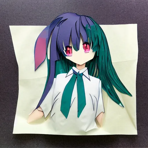 Image similar to anime girl, made out of tissue paper, tissue paper art