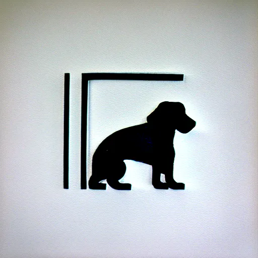 Prompt: minimal geometric dog symbol by karl gerstner, monochrome