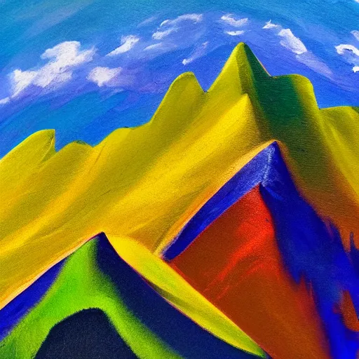 Image similar to a mountain portrait with in the sky a rainbow