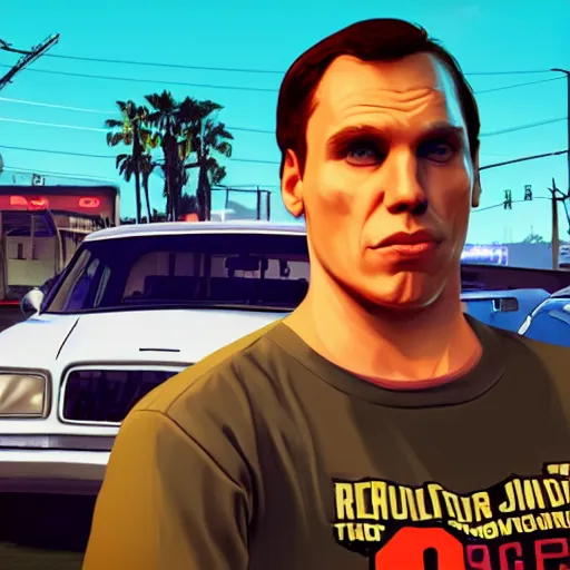 Prompt: Jerma GTA V cover art, screenshot from GTA V, Jerma985, gaming, detailed, 4K