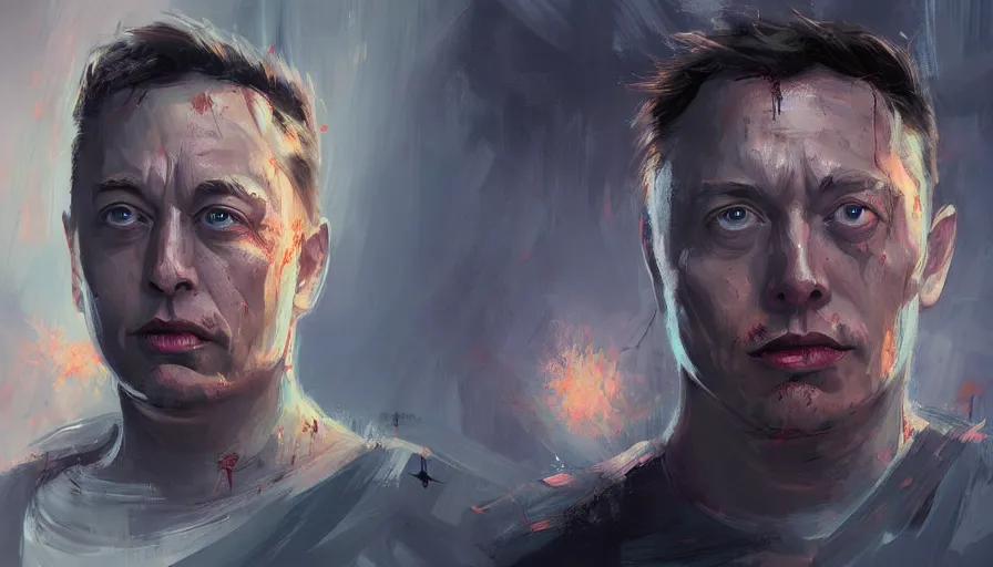 Image similar to concept art by jama jurabaev, cinematic shot, trending on artstation, high quality, brush stroke, zombie elon musk cyborg