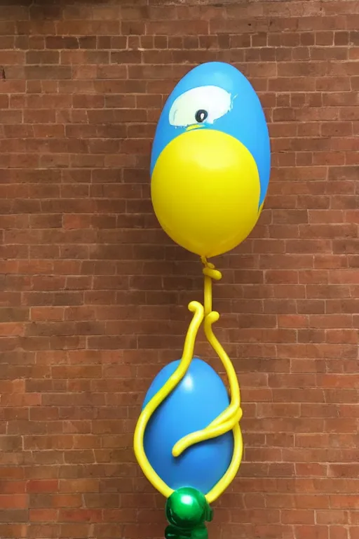 Image similar to 🥚 shaped balloon with long arms grabing the 🧺, cartoon style, well shaded, smooth, pixar