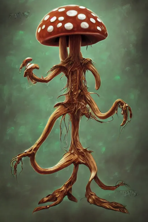 Image similar to a humanoid figure mushroom creature, highly detailed, digital art, sharp focus, trending on art station, plant, anime art style