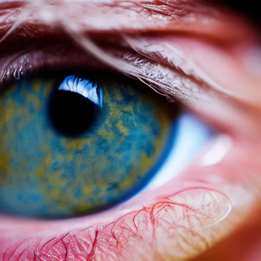 Image similar to close-up photo of a person's eye, 4k, macro lens, soft lighting