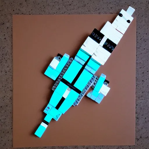Image similar to spaceship built with 1 0 0 0 lego bricks, mountian of lego bricks behind, grey on brown on teal, lasers