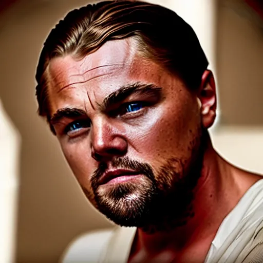 Image similar to stunning awe inspiring leonardo dicaprio as jesus christ, movie still 8 k hdr atmospheric lighting