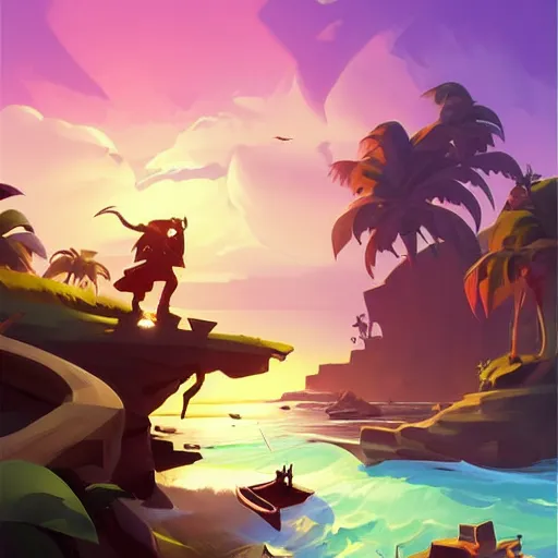 Image similar to painting treasure on sea of thieves game smooth median photoshop filter cutout vector, behance hd by jesper ejsing, by rhads, makoto shinkai and lois van baarle, ilya kuvshinov, rossdraws global illumination