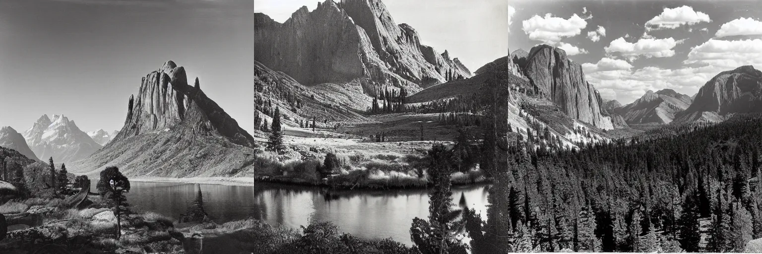 Prompt: A scene with a character in a scenic place by Ansel Adams