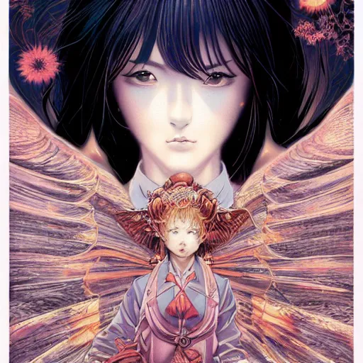 Image similar to portrait of dream anime girl, symmetrical, by yoichi hatakenaka, masamune shirow, josan gonzales and dan mumford, ayami kojima, takato yamamoto, barclay shaw, karol bak, yukito kishiro, areuz