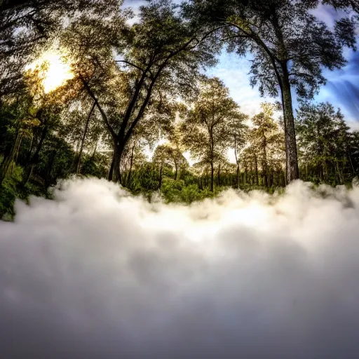 Prompt: walking around in heaven, clouds, GoPro, wide angle lens, high resolution 8k,