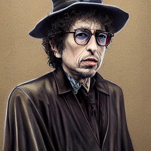 Image similar to a portrait of bob dylan as a wizard, upper half portrait, urban motifs, intricate, elegant, highly detailed, digital painting, trending on artstation, concept art, smooth sharp focus, illustration, art by artgerm and greg rutkowski