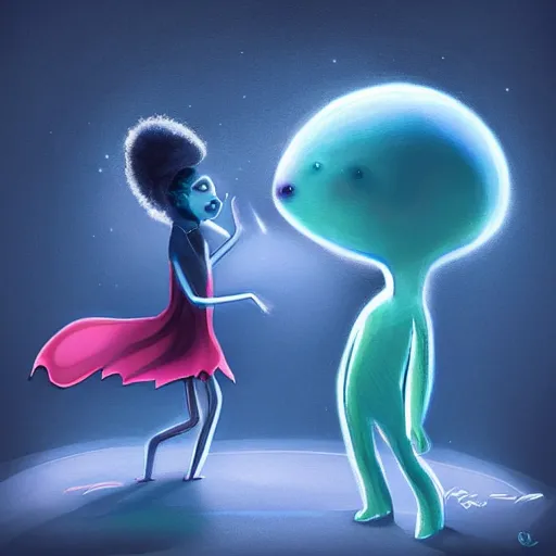 Prompt: an alien love story, digital art, 4k