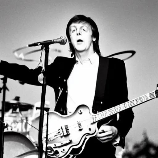 Image similar to paul mccartney preforming at a carnival