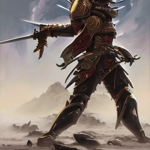Image similar to a beautiful stunning interesting magic the gathering fantasy digital illustration of a samurai astronaut wearing a visored kabuto and armored space suit, carrying a sword on a planet with exotic and dangerous carnivorous plants, awesome and moody, by greg rutkowski and mark keathley, trending on artstation,