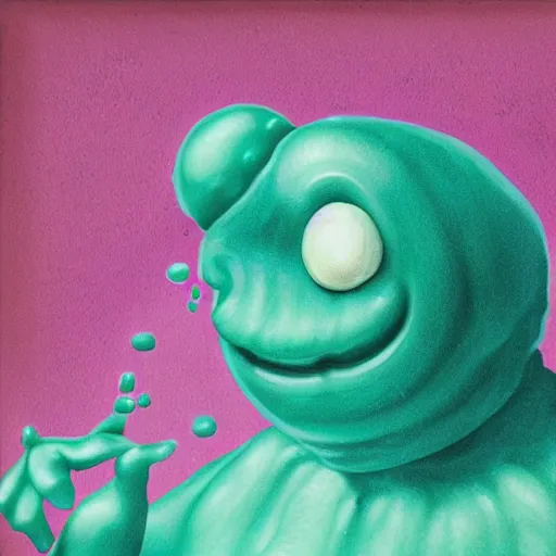 Image similar to a gelatinous jello person, portrait