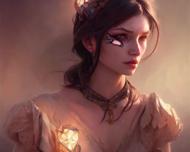 Image similar to fractured doll face, deep focus, d & d, fantasy, intricate, elegant, highly detailed, digital painting, artstation, concept art, matte, sharp focus, illustration, hearthstone, art by artgerm and greg rutkowski and alphonse mucha