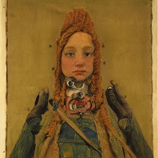 Image similar to a portrait of a female android by ford madox brown