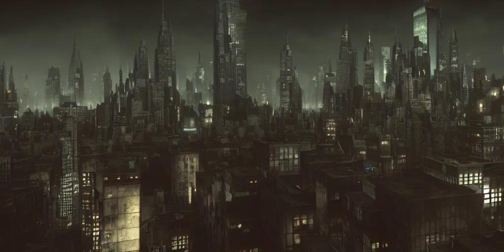 Image similar to gotham city without batman, octane render, hyperrealistic, cinematic lighting, octane render,