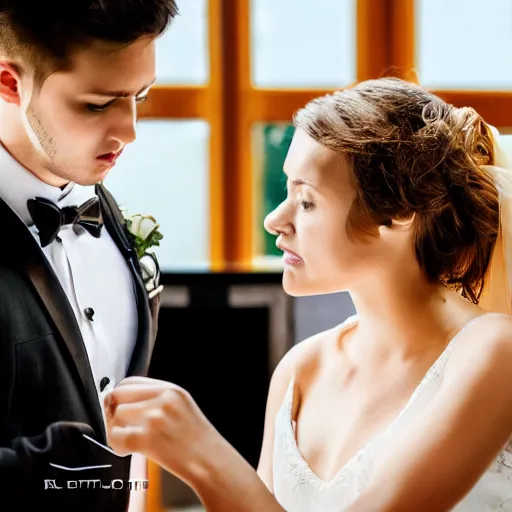 Prompt: nervous restless young groom worried about getting married, real life, 4 k uhd, 8 k, very detailed, great detail, intricate detail, realistic, hyper realistic