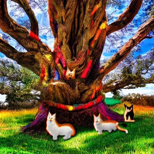 Image similar to Giant Tree Filled with multicolored cats HDR