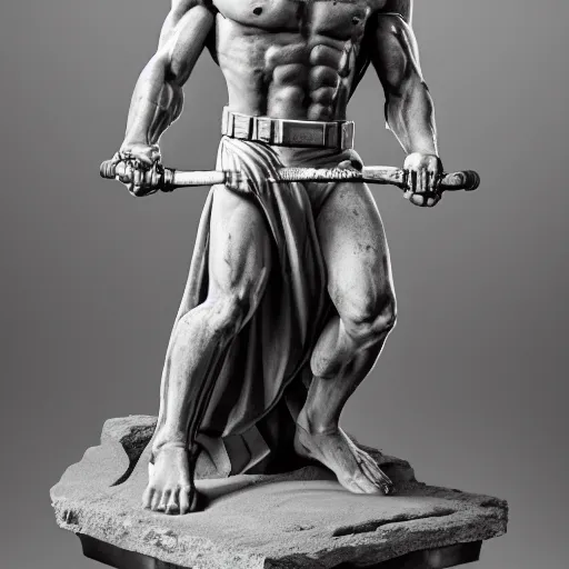 Image similar to photo of a highly detailled marble statue of darth maul, muscular man, star wars, old greek, sculpture, highly detailled