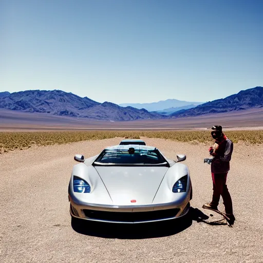 Prompt: Spaceman driving a roofless sport car while smoking a cigar in the death valley, ultra realistic, 8K, UE5