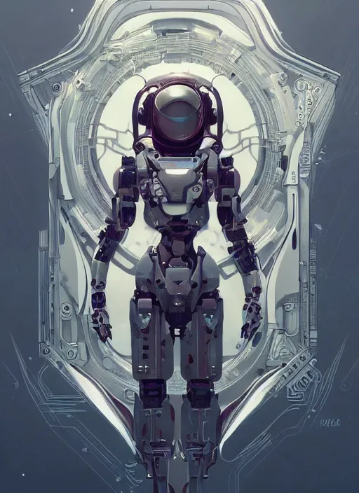 Image similar to symmetry!! portrait of a robot astronaut, floral! horizon zero dawn machine, intricate, elegant, highly detailed, digital painting, artstation, concept art, smooth, sharp focus, illustration, art by artgerm and greg rutkowski and alphonse mucha, 8 k