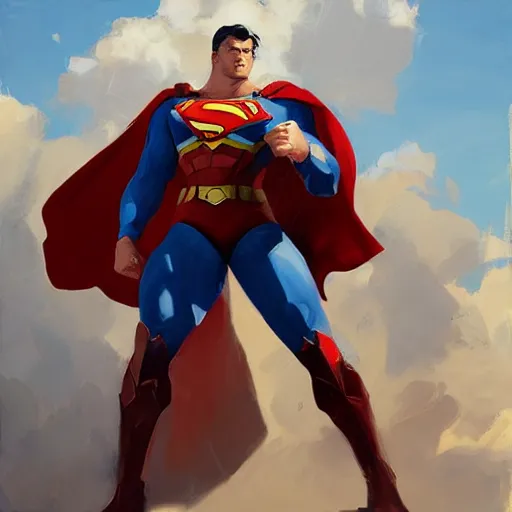 Image similar to greg manchess portrait painting of fully armored superman as overwatch character, medium shot, asymmetrical, profile picture, organic painting, sunny day, matte painting, bold shapes, hard edges, street art, trending on artstation, by huang guangjian and gil elvgren and sachin teng