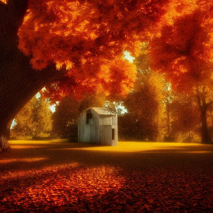 Image similar to love in autumn _ by _ salvador _ dali _ highly _ detailed _ 3 _ d _ render _ vray _ octane _ realistic _ lighting _ photo