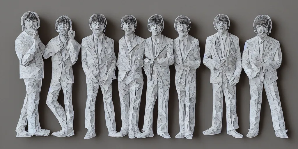 Image similar to cut paper sculpture of the beatles