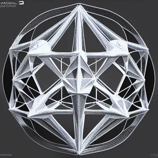 Prompt: platonic solids, sacred geometry, high detail, 8 k, hyper realism, artstation, futuristic, high tech