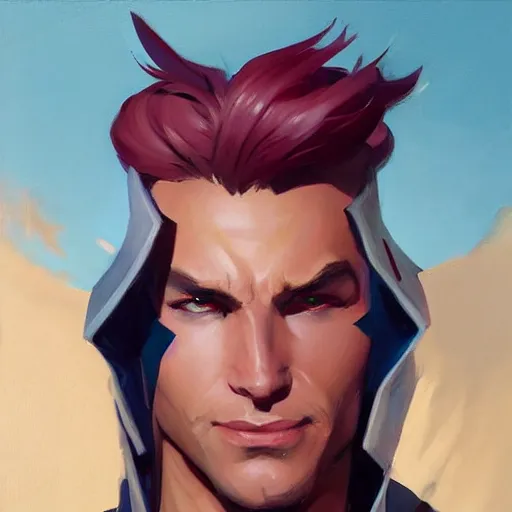 Image similar to Greg Manchess portrait painting of Gambit as Overwatch character, medium shot, asymmetrical, profile picture, Organic Painting, sunny day, Matte Painting, bold shapes, hard edges, street art, trending on artstation, by Huang Guangjian and Gil Elvgren and Sachin Teng