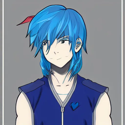 Prompt: anime boy with white hair and blue highlights, drawn by Fungzau