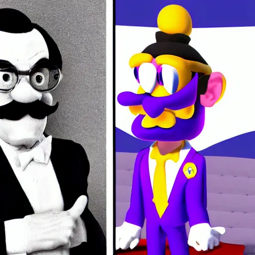 Image similar to president waluigi with vice - president wario, real, photograph, photo, color