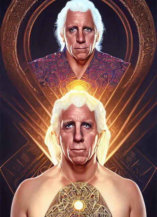 Prompt: symmetry!! portrait of ric flair, dnd, intricate, elegant, highly detailed, digital painting, artstation, concept art, smooth, sharp focus, illustration, art by artgerm and greg rutkowski and alphonse mucha