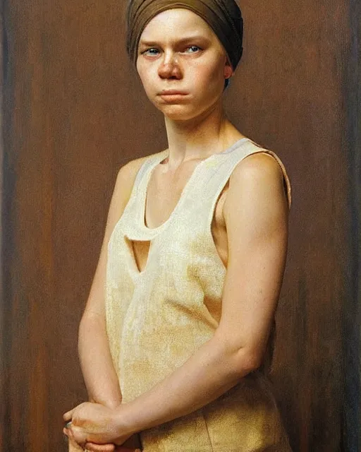 Prompt: realist portrait by andrey shishkin, highly detailed, oil on canvas