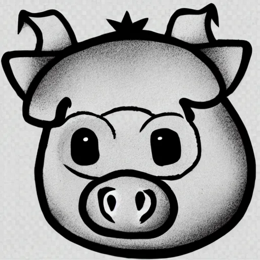 Image similar to face of cutest pig in the world. Artistic. Concept art. Line Drawing. High details. Artstation. Cute.