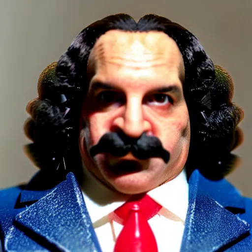 Prompt: close up photograph of action figure of ron jeremy