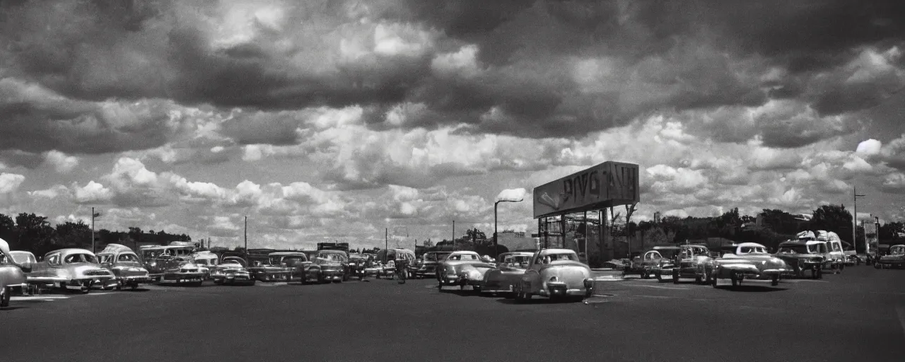 Image similar to 1 9 5 0 s drive in spaghetti movie, in the style of michael kenna, kodachrome,