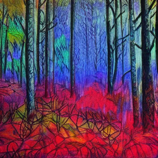 Image similar to a picture of a forest by an artist on DMT