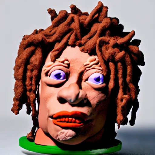 Image similar to trippie redd, made of clay, claymation