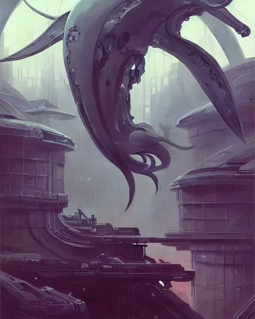 Image similar to Full shot of a spaceship squid defined factory features, intricate abstract. cyberpunk, symmetrical design features. By Richard Corben By Ruan Jia and Artgerm and Range Murata and WLOP and Ross Tran and William-Adolphe Bouguereau and Beeple. Key Art. Fantasy Illustration. award winning, Artstation, intricate details, realistic, Hyperdetailed, clean ink detailed line drawing, 8k resolution.