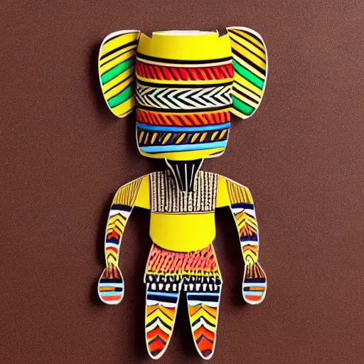 Prompt: african tribal chief vinyl art toy, detailed product photo,