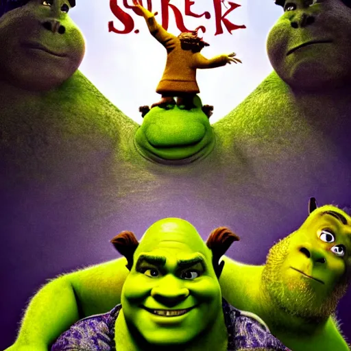 Image similar to ! dream poster for shrek 5, cinematic, highly detailed, clear focus, dramatic